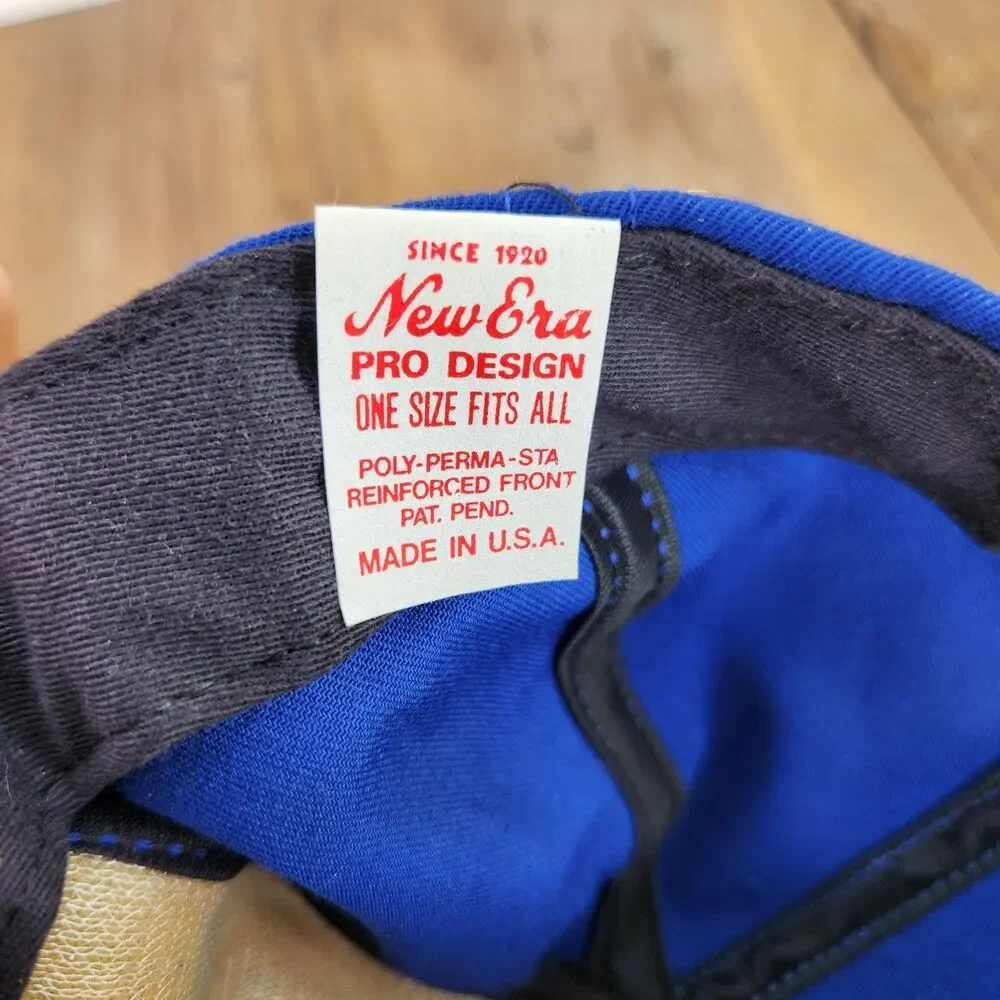 VINTAGE New Era Pro Design Made in USA Snapback Hat Royal Blue 5-Panel Plain Cap